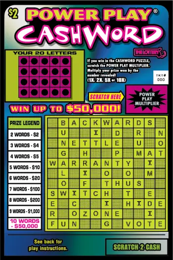 Power Play Cashword 2021 Massachusetts scratch ticket ticket
