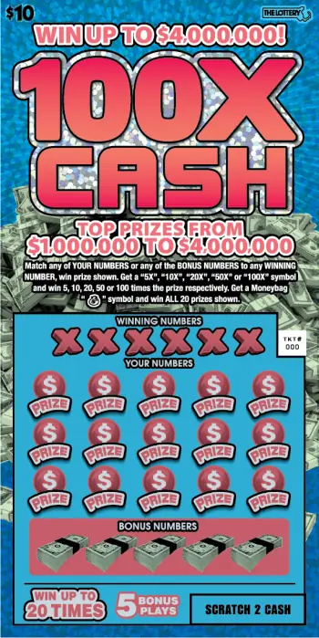 100X CASH Massachusetts scratch ticket ticket