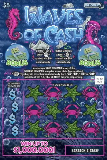 Waves of Cash Massachusetts scratch ticket ticket