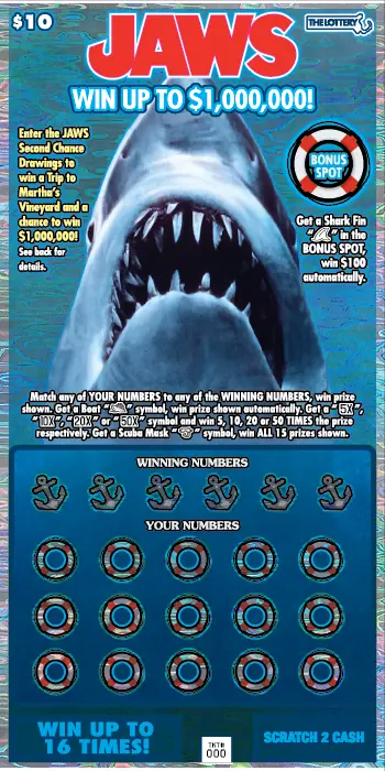 JAWS Massachusetts scratch ticket ticket