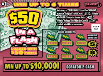 $50 In a Flash Massachusetts scratch ticket ticket