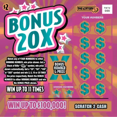 BONUS 20X Massachusetts scratch ticket ticket