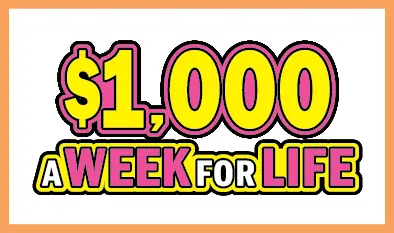 $1,000 A WEEK FOR LIFE Massachusetts scratch ticket ticket