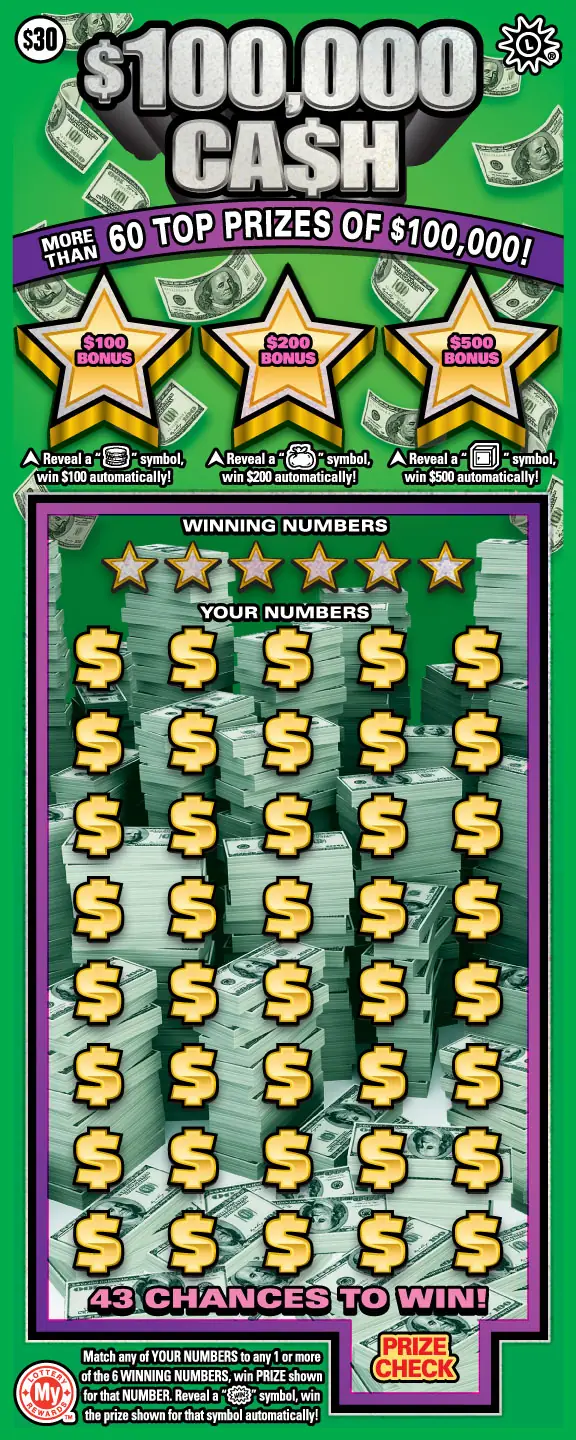 $100,000 Ca$h Maryland scratch-off ticket