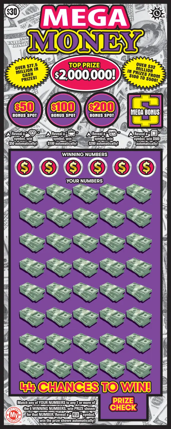 Mega Money Maryland scratch-off ticket