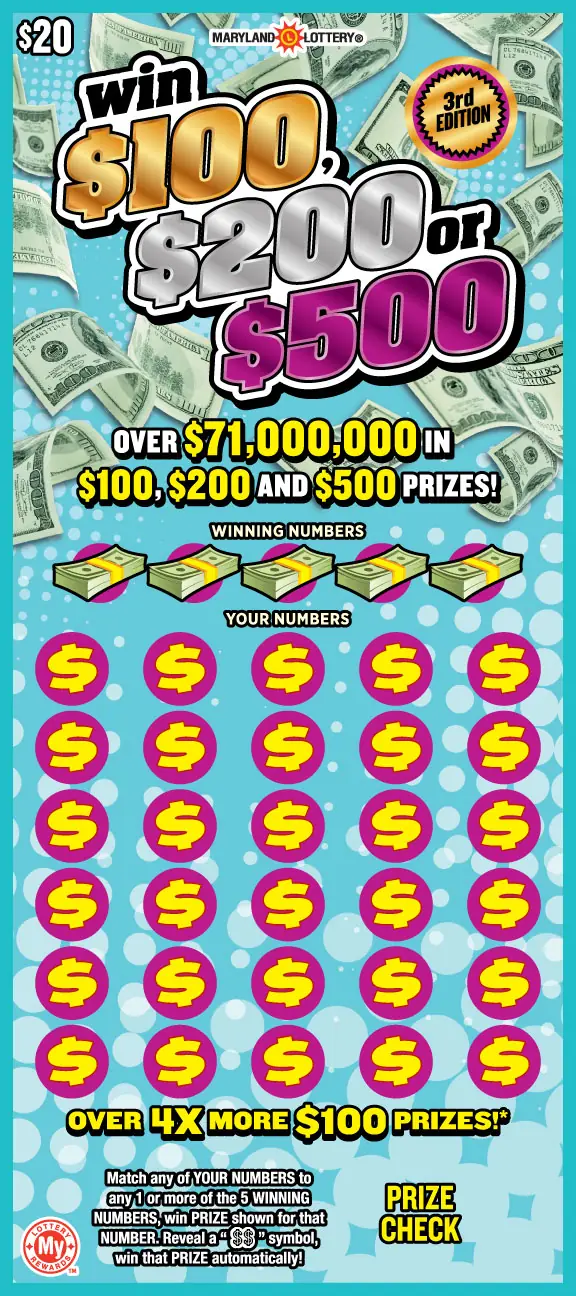 Win $100, $200 or $500 Maryland scratch-off ticket