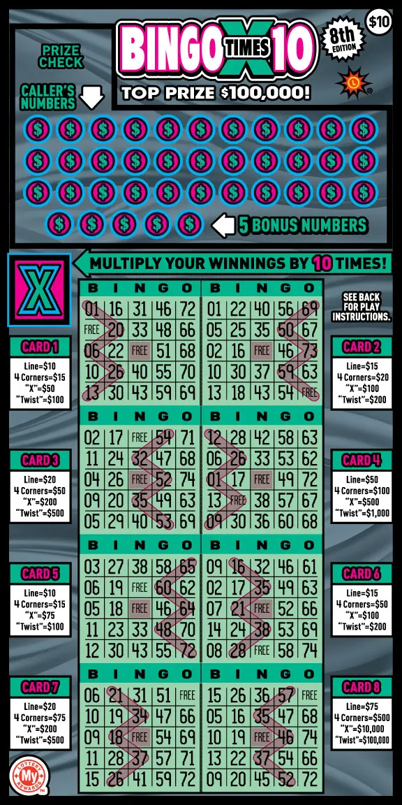 Bingo X10 Maryland scratch-off ticket