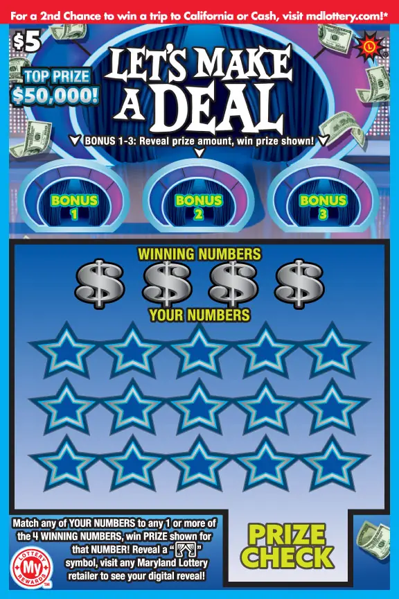 Let's Make a Deal® Maryland scratch-off ticket