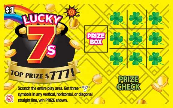 Lucky 7s Maryland scratch-off ticket