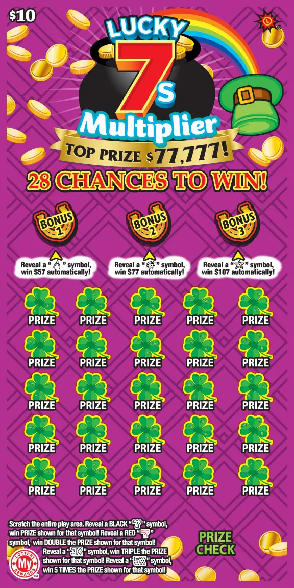Lucky 7s Multiplier Maryland scratch-off ticket