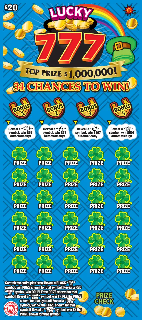 Lucky 777 Maryland scratch-off ticket