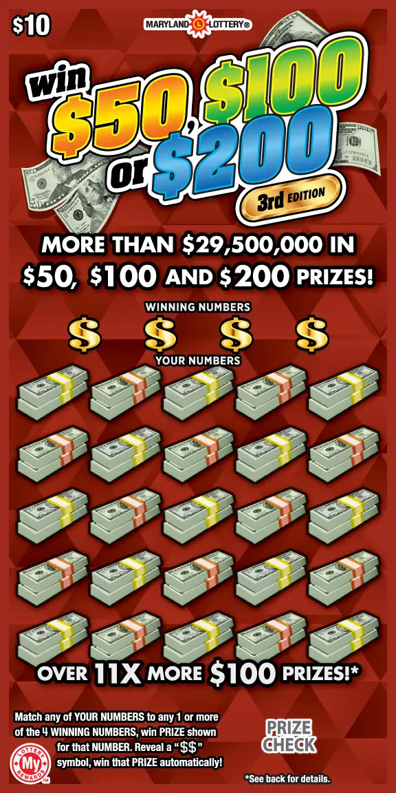 Win $50, $100 or $200 Maryland scratch-off ticket