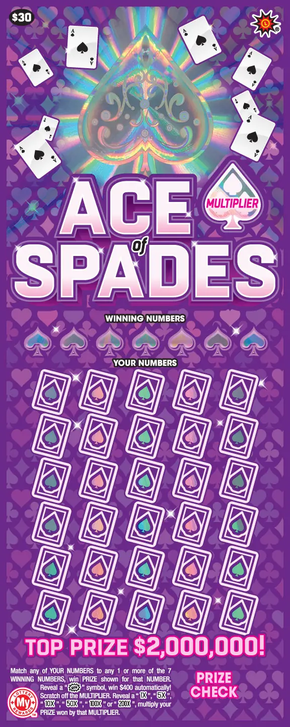 Ace of Spades Maryland scratch-off ticket