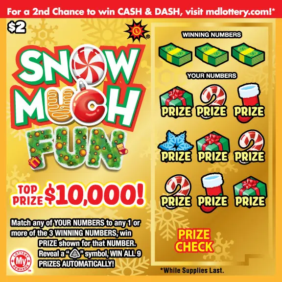 Snow Much Fun Maryland scratch-off ticket