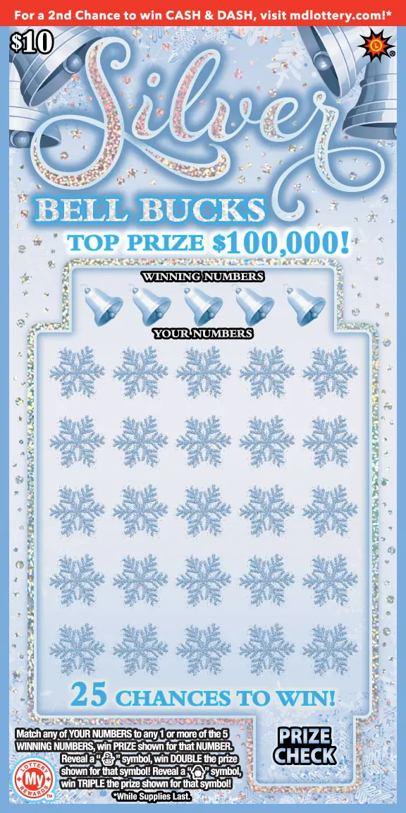 Silver Bell Bucks Maryland scratch-off ticket