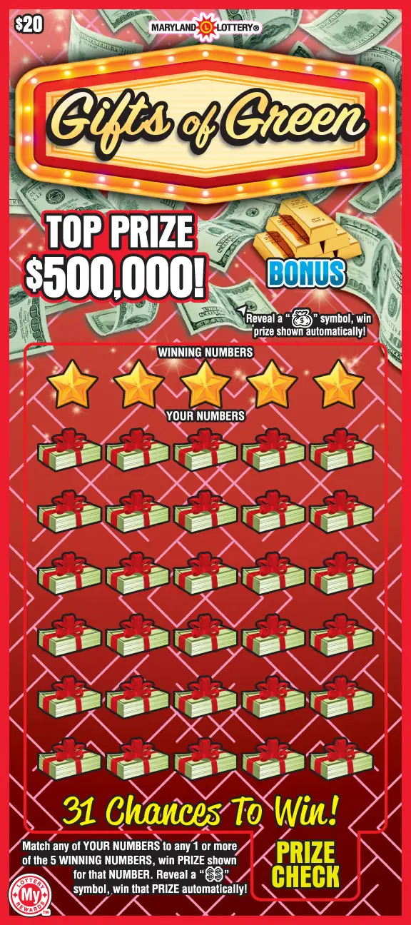 Gifts of Green Maryland scratch-off ticket