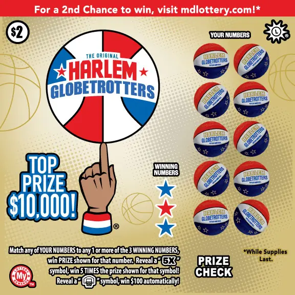 Harlem Globetrotters® Maryland scratch-off ticket