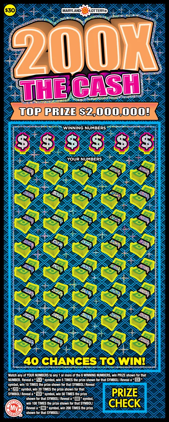 200X the Cash Maryland scratch-off ticket