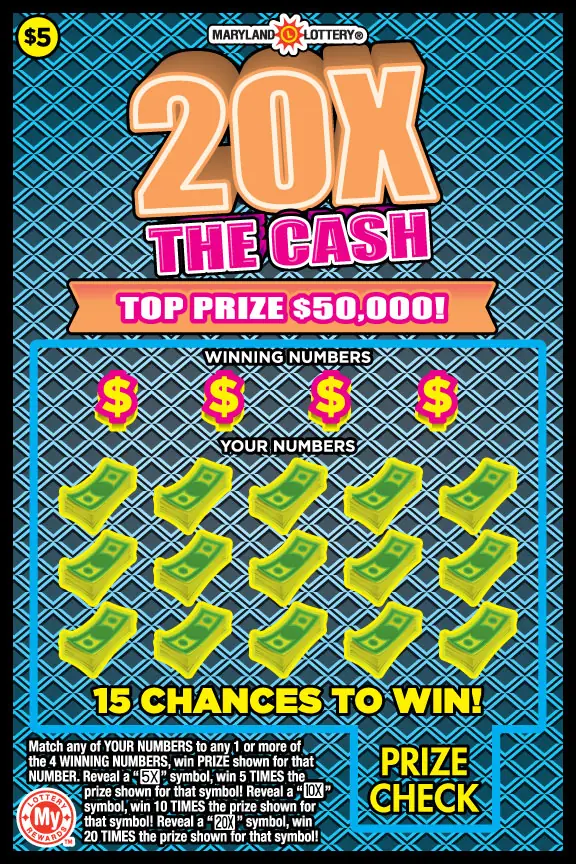 20X the Cash Maryland scratch-off ticket