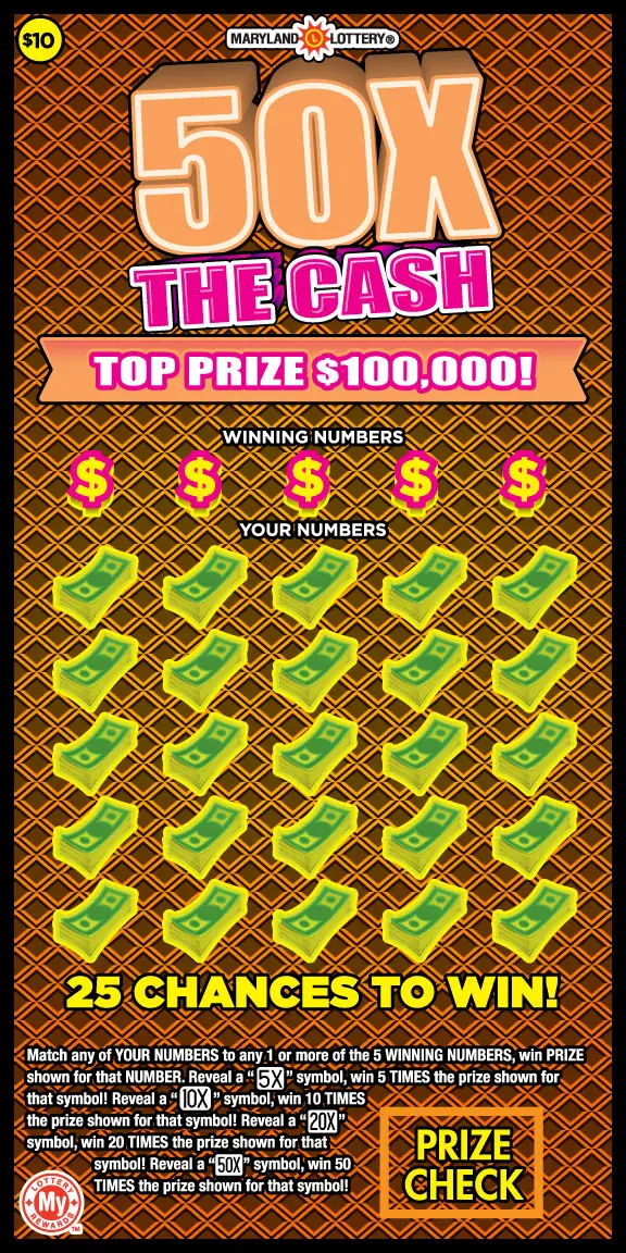 50X the Cash Maryland scratch-off ticket