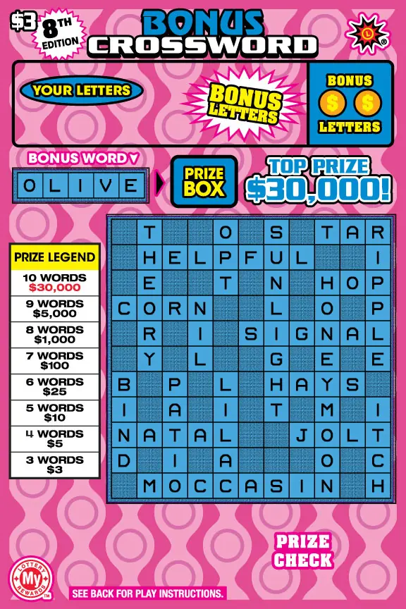 Bonus Crossword Maryland scratch-off ticket