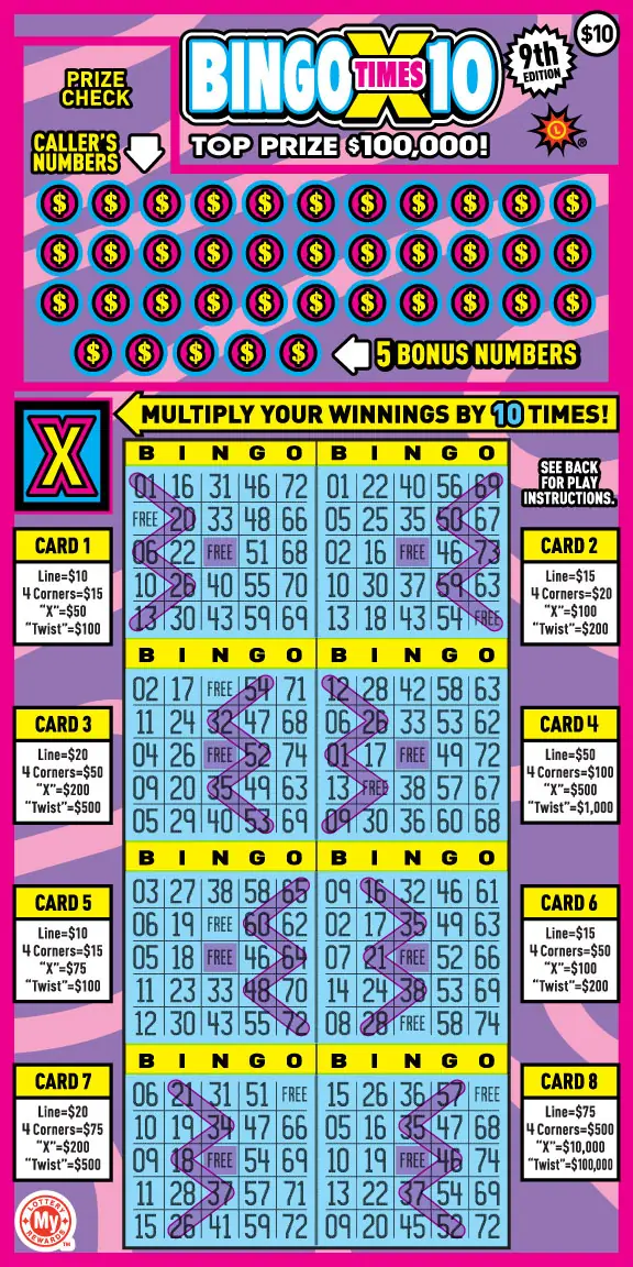 Bingo X10 Maryland scratch-off ticket