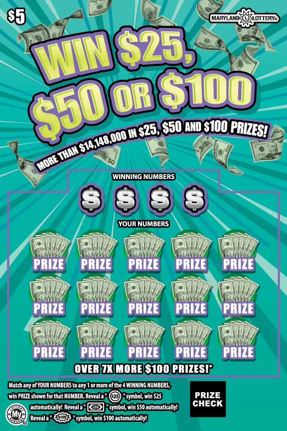 Win $25, $50 or $100 Maryland scratch-off ticket