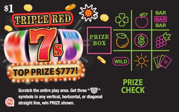 Triple Red 7s Maryland scratch-off ticket