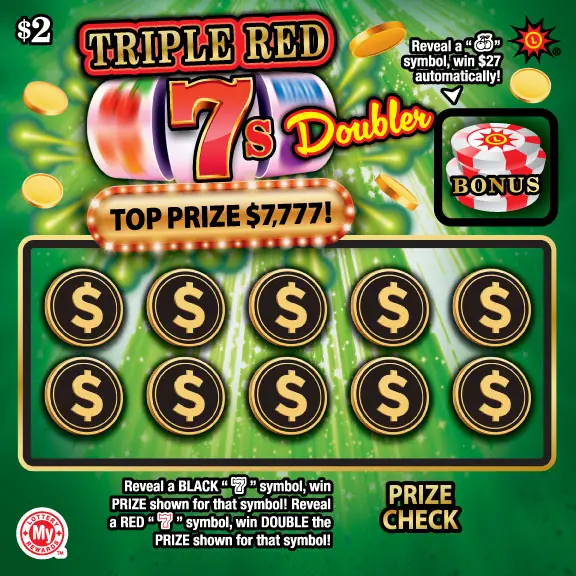 Triple Red 7s Doubler Maryland scratch-off ticket