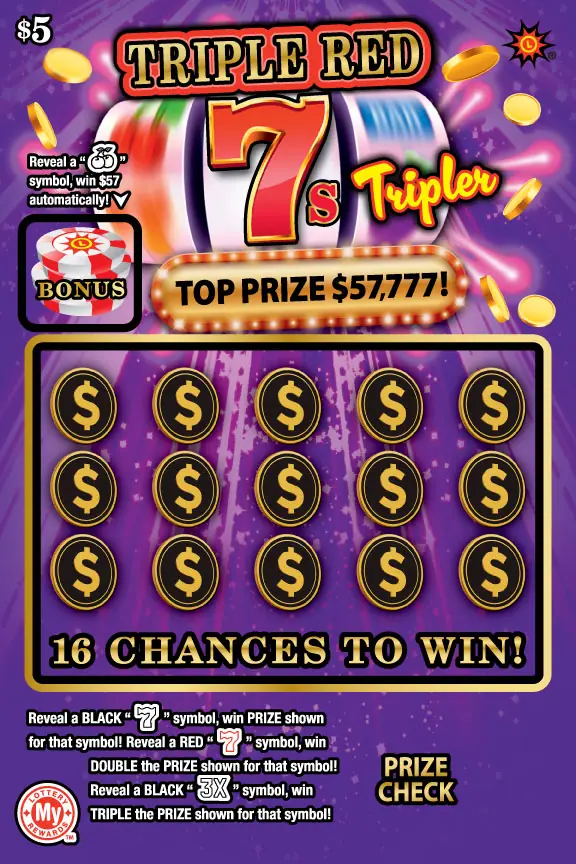 Triple Red 7s Tripler Maryland scratch-off ticket