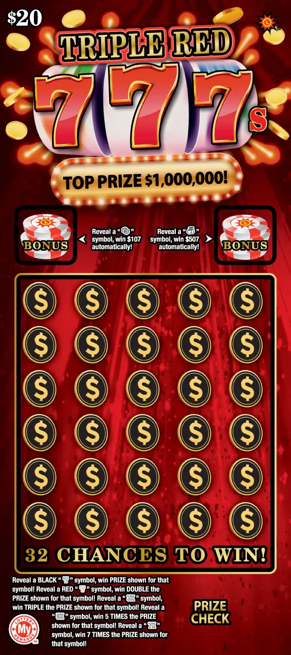 Triple Red 777s Maryland scratch-off ticket