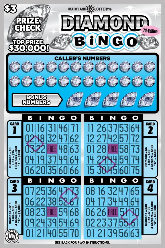 Diamond Bingo Maryland scratch-off ticket