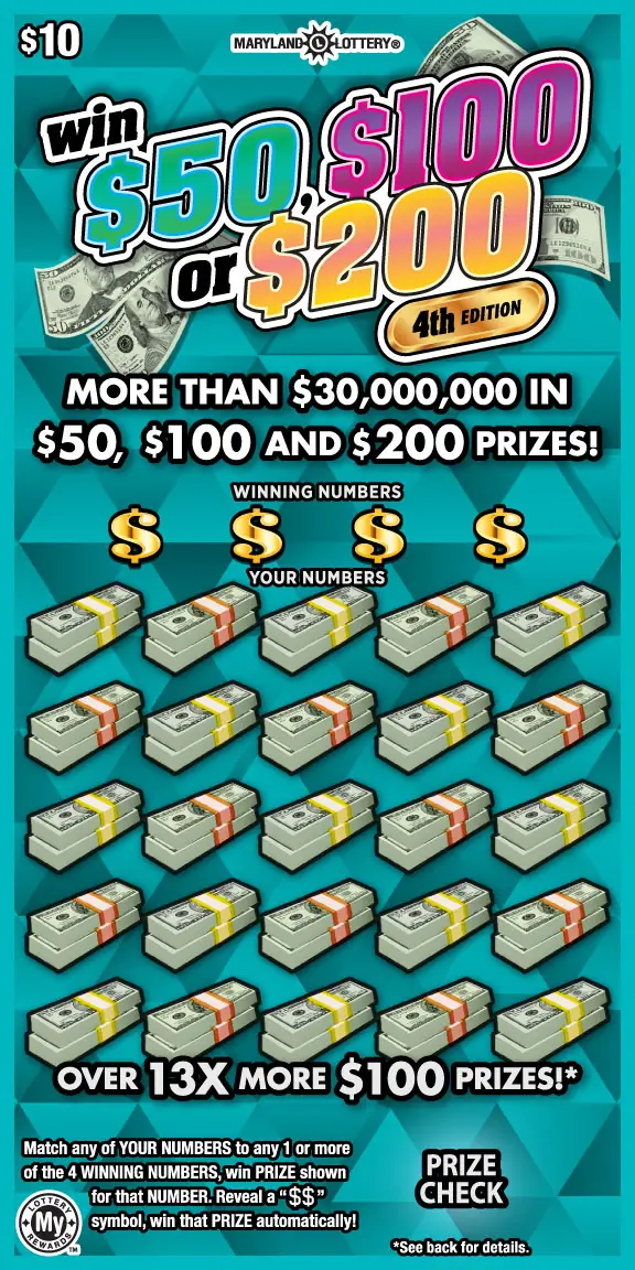 Win $50, $100 or $200 Maryland scratch-off ticket