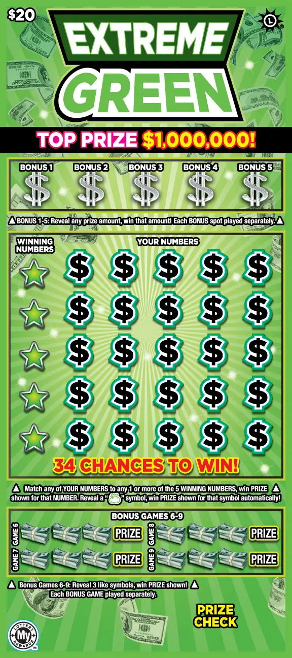 Extreme Green Maryland scratch-off ticket