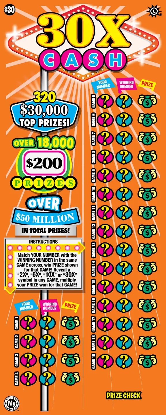 30X Cash Maryland scratch-off ticket