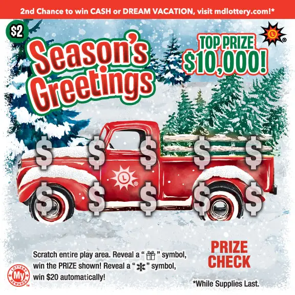 Season's Greetings Maryland scratch-off ticket