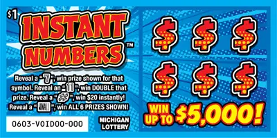Instant Numbers Michigan scratch-off ticket