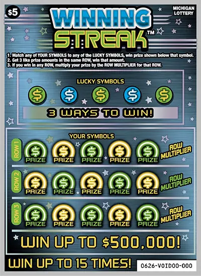 Winning Streak Michigan scratch-off ticket
