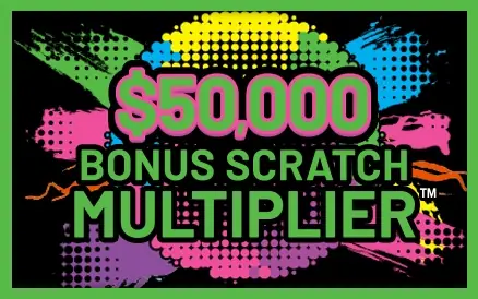 $50,000 Bonus Scratch Multiplier Michigan scratch-off ticket