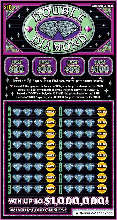 Double Diamond Michigan scratch-off ticket