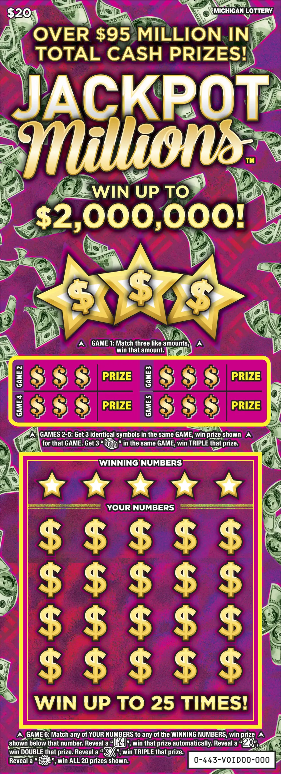 Jackpot Millions Michigan scratch-off ticket