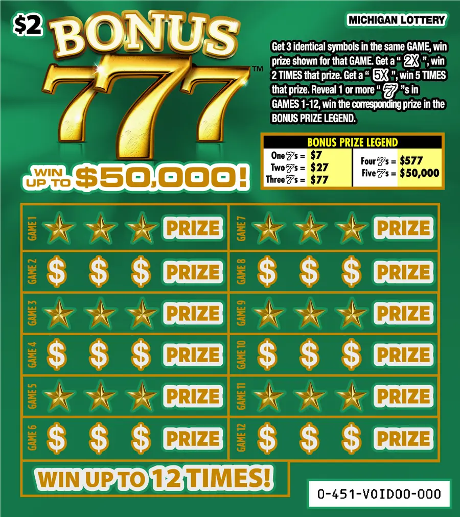 Bonus 777 Michigan scratch-off ticket