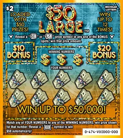 $50 Large Michigan scratch-off ticket