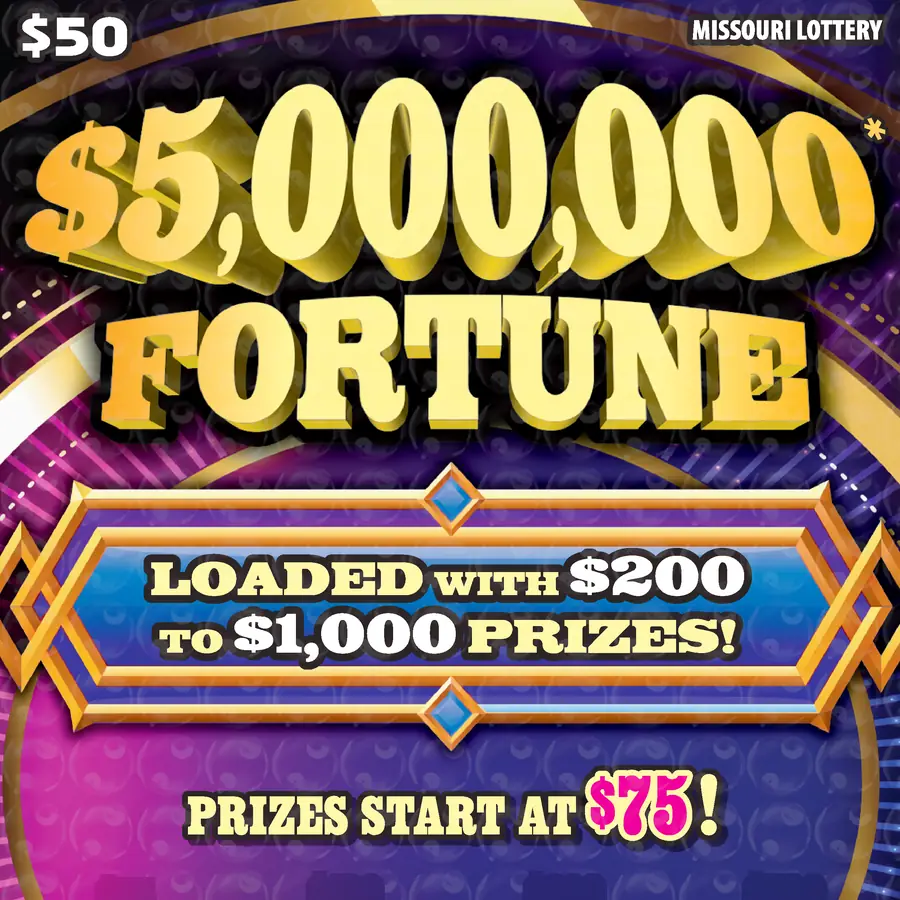 $5,000,000 FORTUNE Missouri scratcher ticket