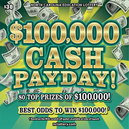 $100,000 Cash Payday North Carolina scratch-off ticket