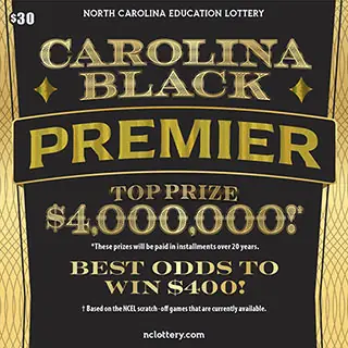 Carolina Black Premier North Carolina scratch-off ticket