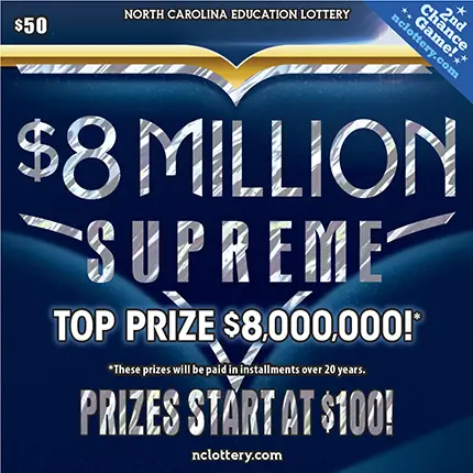 $8 Million Supreme North Carolina scratch-off ticket