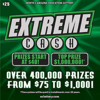 Extreme Cash North Carolina scratch-off ticket