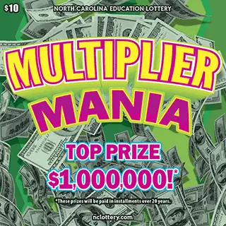 Multiplier Mania North Carolina scratch-off ticket
