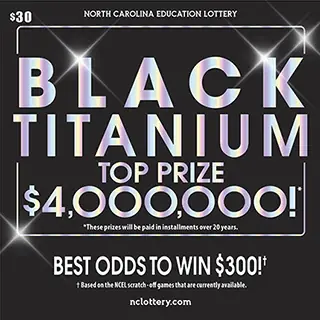 Black Titanium North Carolina scratch-off ticket